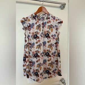LOFT Multicolor Floral Ruffle Blouse
